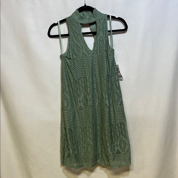 City Studio Dresses & Skirts - City Studio Green Mini Dress with Halter Neck and Lace Detail